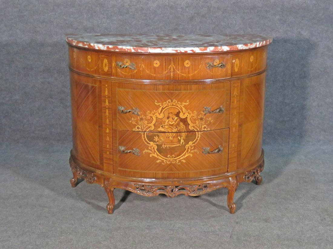 ADAMS STYLE DEMILUNE MARBLETOP COMMODE (1 of 7)