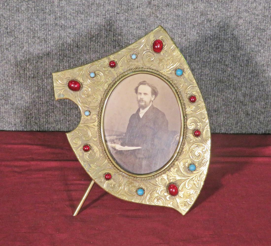 ANTIQUE BRASS & CASE ENCRUSTED FRAME (1 of 7)