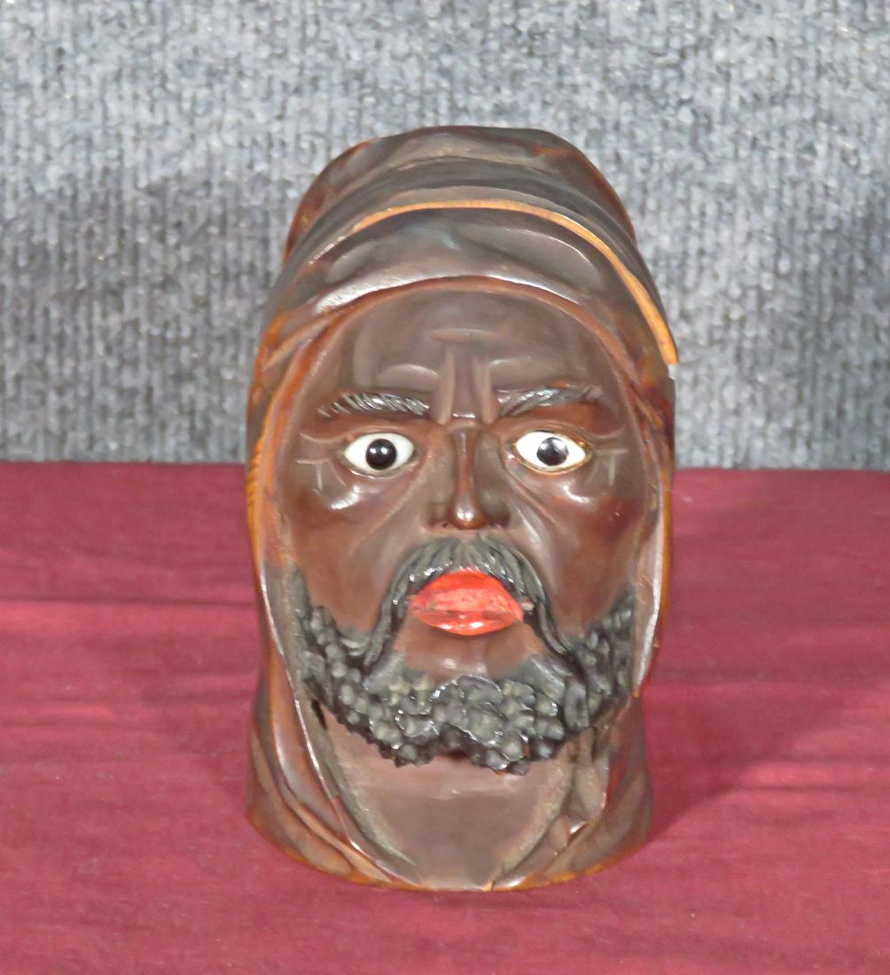 CARVED FIGURAL WOOD INKWELL (1 of 6)