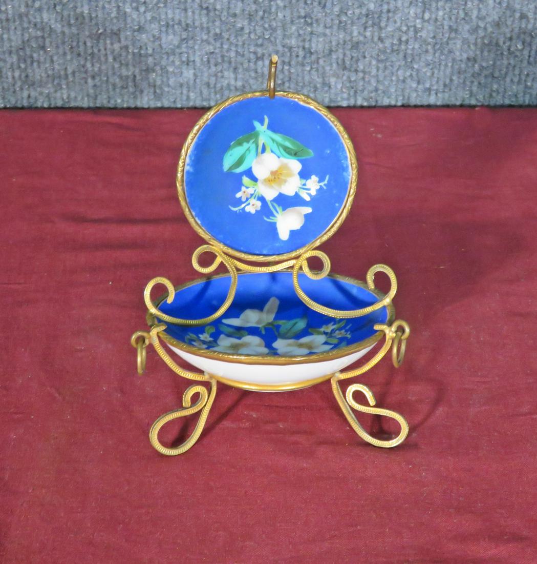 ANTIQUE FRENCH HAND PAINTED PORCELAIN WATCH HOLDER (1 of 5)
