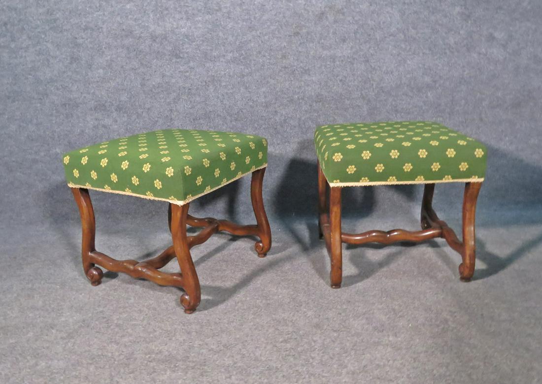 PAIR FRENCH PROVENTIAL WALNUT STOOLS (1 of 6)