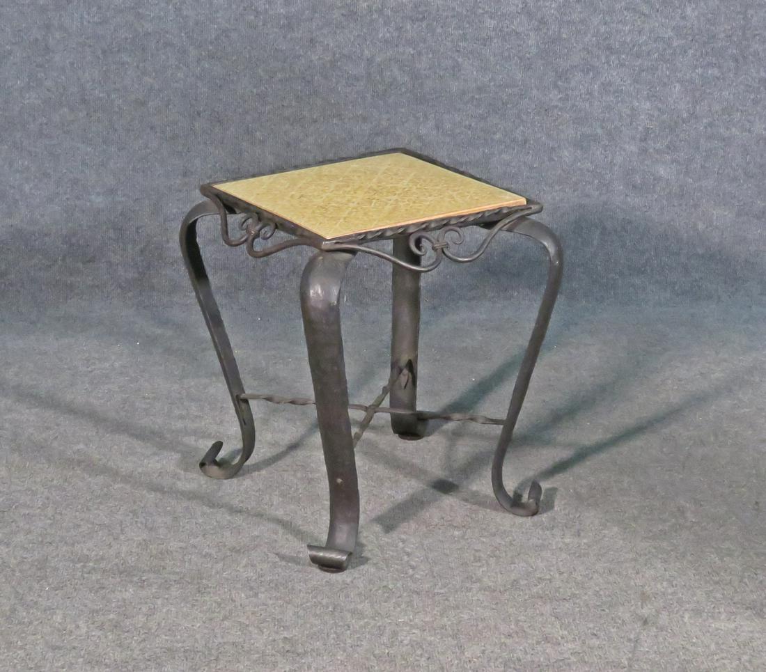 ARTS AND CRAFTS IRON TILETOP ENDTABLE (1 of 6)