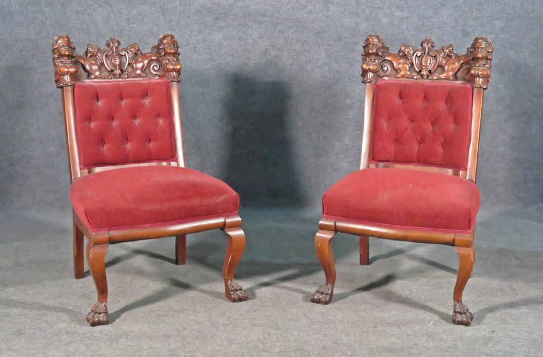 PAIR KARPEN FIGURAL SIDE CHAIRS (1 of 10)