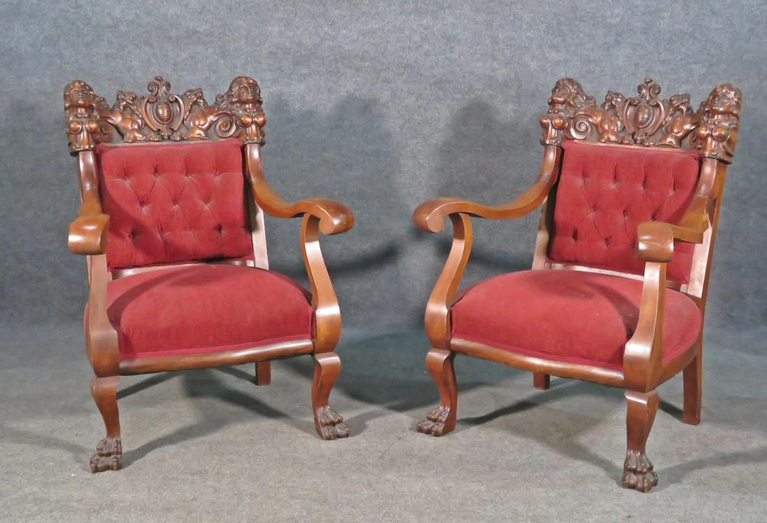PAIR KARPEN FIGURAL ARM CHAIRS (1 of 9)