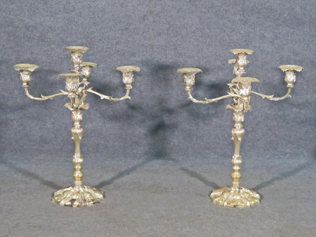 VICTORIAN 5 ARM CANDELABRAS: Metal. 5 arms. 30 3/4" h x 19 1/2" w x 17 1/2" d.