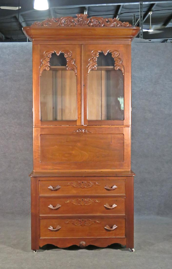 2PC WALNUT SECRETARY DESK (1 of 7)