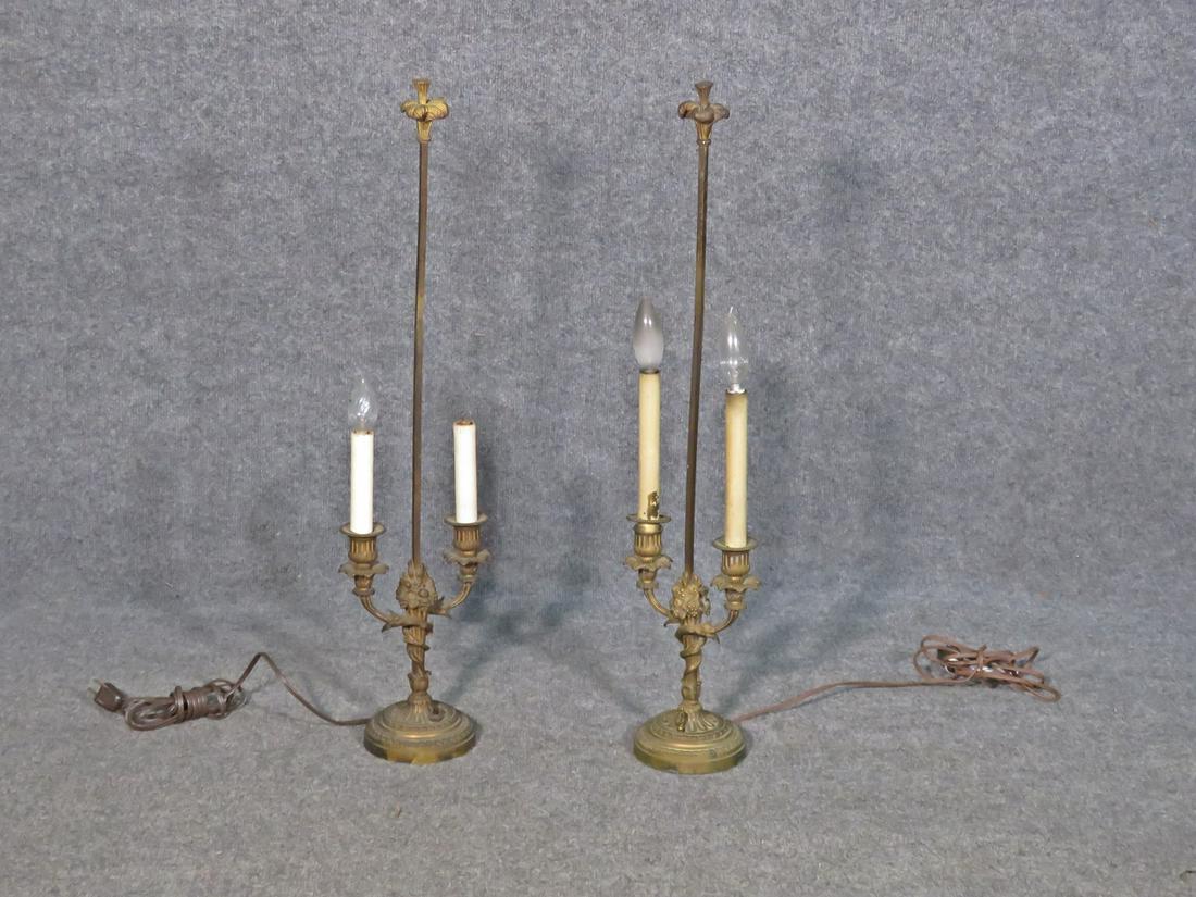 PAIR 19TH C BRONZE BOUILLOTTE LAMPS (1 of 8)