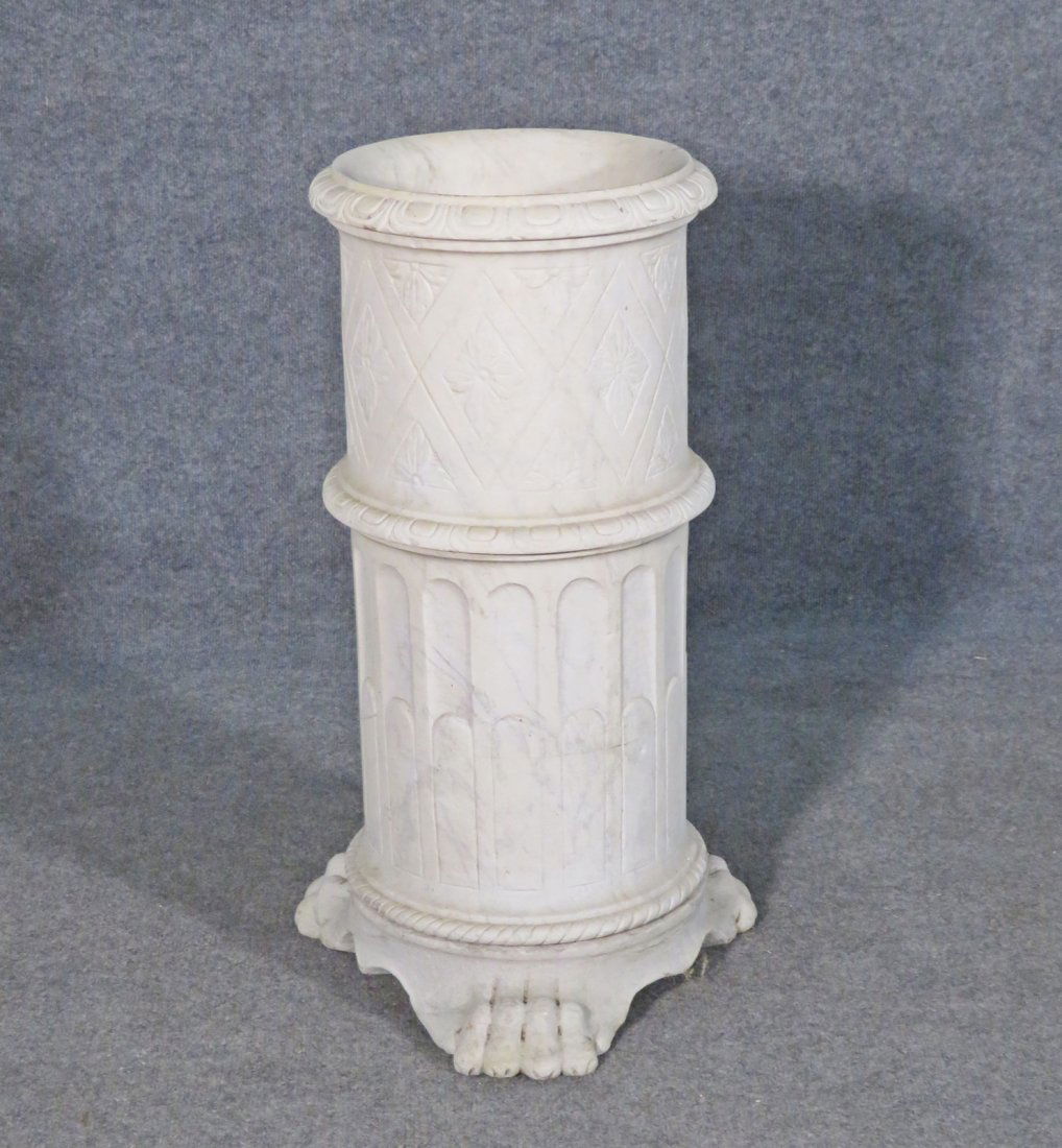 ITALIAN CARVED MARBLE UMBRELLA STAND (1 of 7)