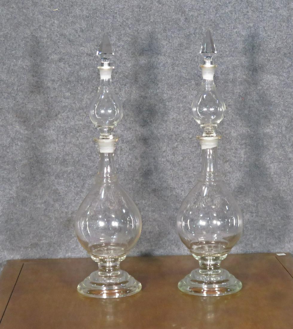 PAIR 3 TIER GLASS BOTTLES (1 of 9)