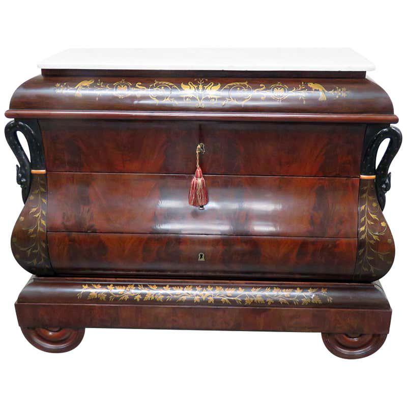 NEOCLASSICAL 19TH C COMMODE WITH SWANS (1 of 10)