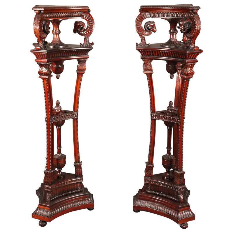 PAIR GEORGIAN CARVED MAHOGANY PEDESTALS (1 of 18)