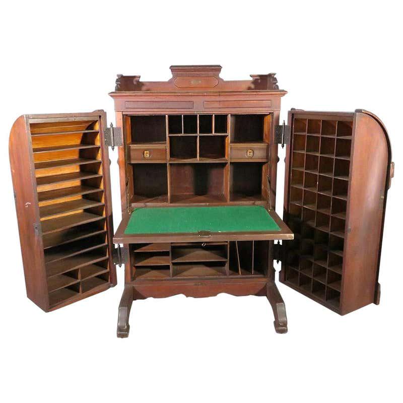 WOOTON CARVED VICTORIAN SECRETARY DESK (1 of 13)