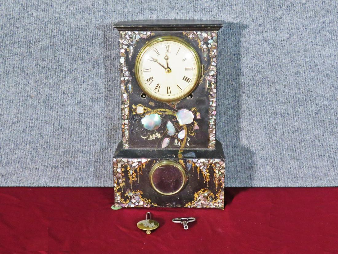 ANTIQUE MOTHER OF PEARL INLAY CLOCK (1 of 8)