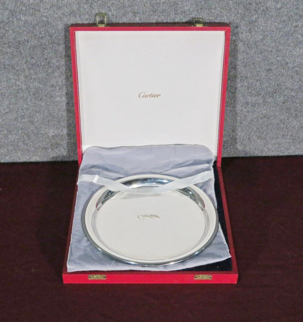 SIGNED PEWTER CARTIER CHARGER WITH CASE (1 of 5)