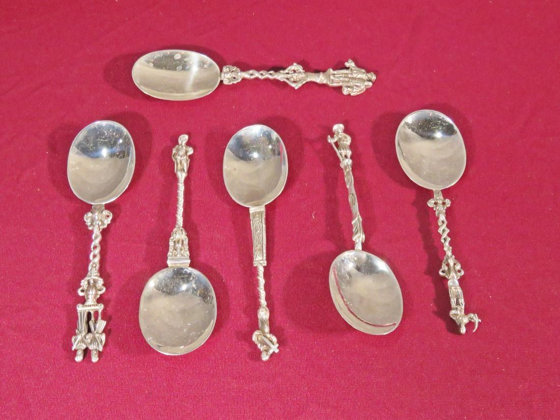 SET OF 6 ORNATE STERLING HANDLED SPOONS (1 of 5)