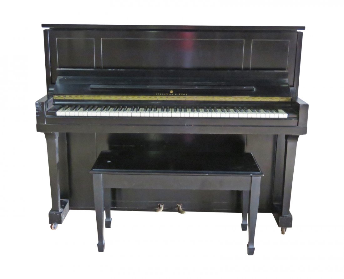 STEINWAY & SONS EBONIZED UPRIGHT PIANO (1 of 15)