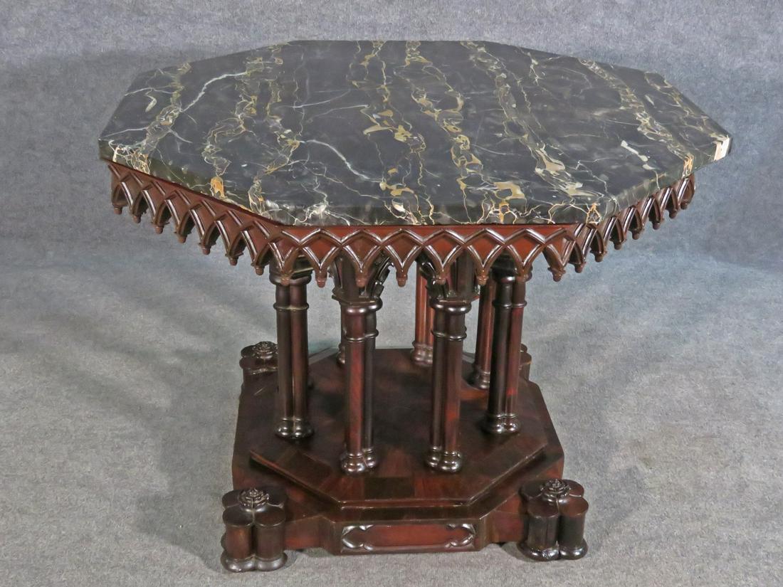 AMERICAN GOTHIC REVIVAL MARBLE TOP CENTER TABLE (1 of 20)