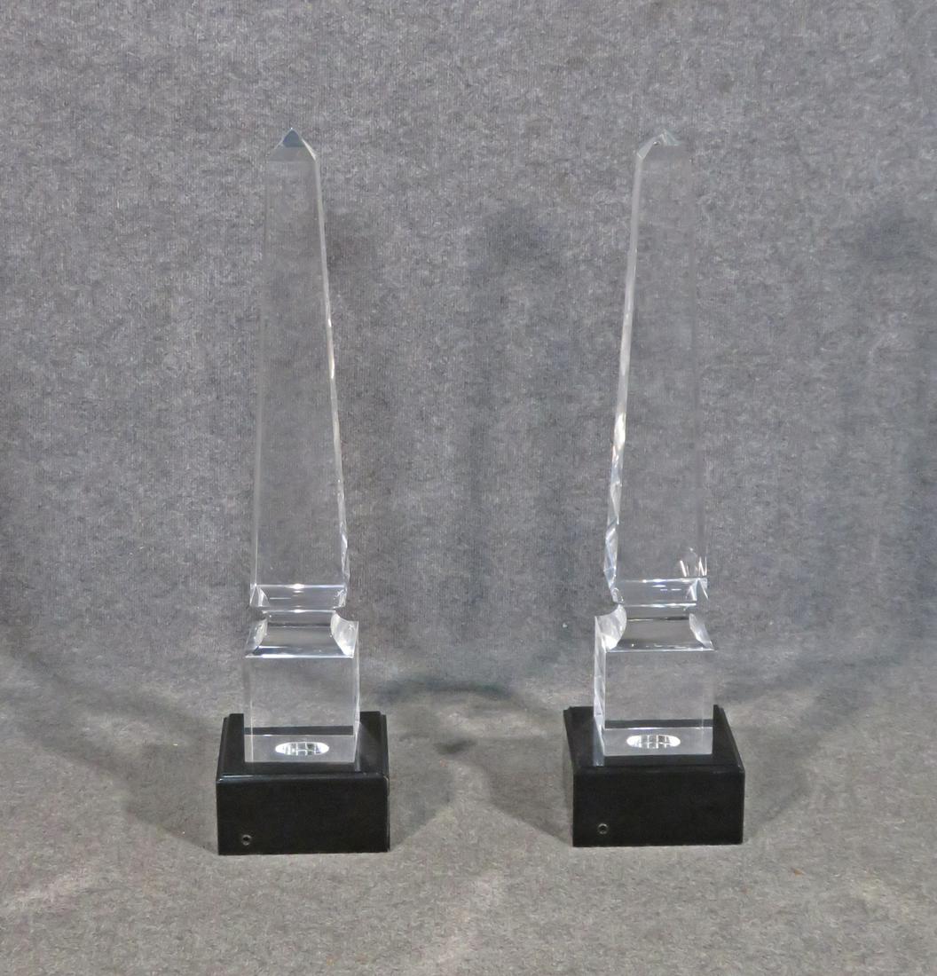 PAIR LUCITE OBELISKS (1 of 7)