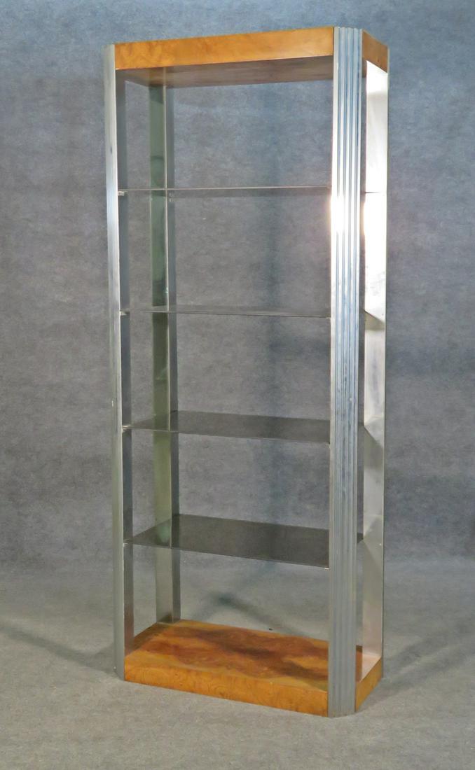 MILO BAUGHMAN CHROME & BURL ETAGERE (1 of 7)