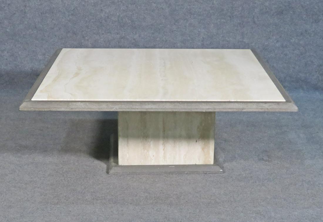 SIGNED ITALIAN TRAVERTINE SQUARE COFFEE TABLE (1 of 9)