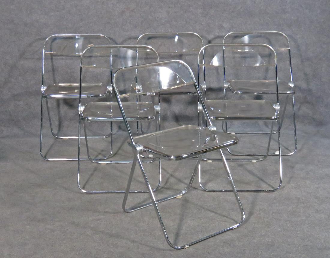 6 ANONIMA CASTELLI LUCITE & CHROME FOLDING CHAIRS (1 of 8)