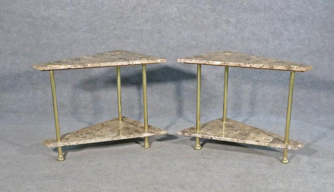 PR ITALIAN MARBLE & BRASS END TABLES (1 of 11)