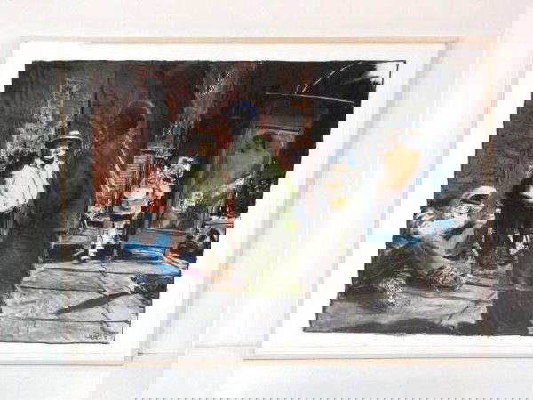 JAMES ROMBERGER 38"x 50" PASTEL "TIME TO MOVE": Pastel. Signed james on front. Gallery label on reverse. Excellent condition.