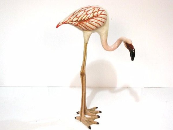 SERMEL 45" PAPIER MACHE PINK FLAMINGO: Papier mache flamingo by Sermel of Mexico. Signed Sermel. Very good condition. 45" high.