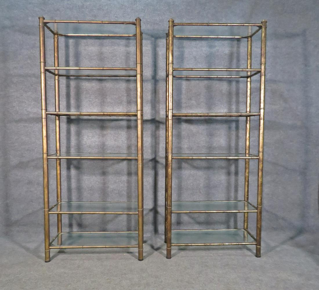 PAIR FAUX BAMBOO METAL ETAGERES (1 of 9)
