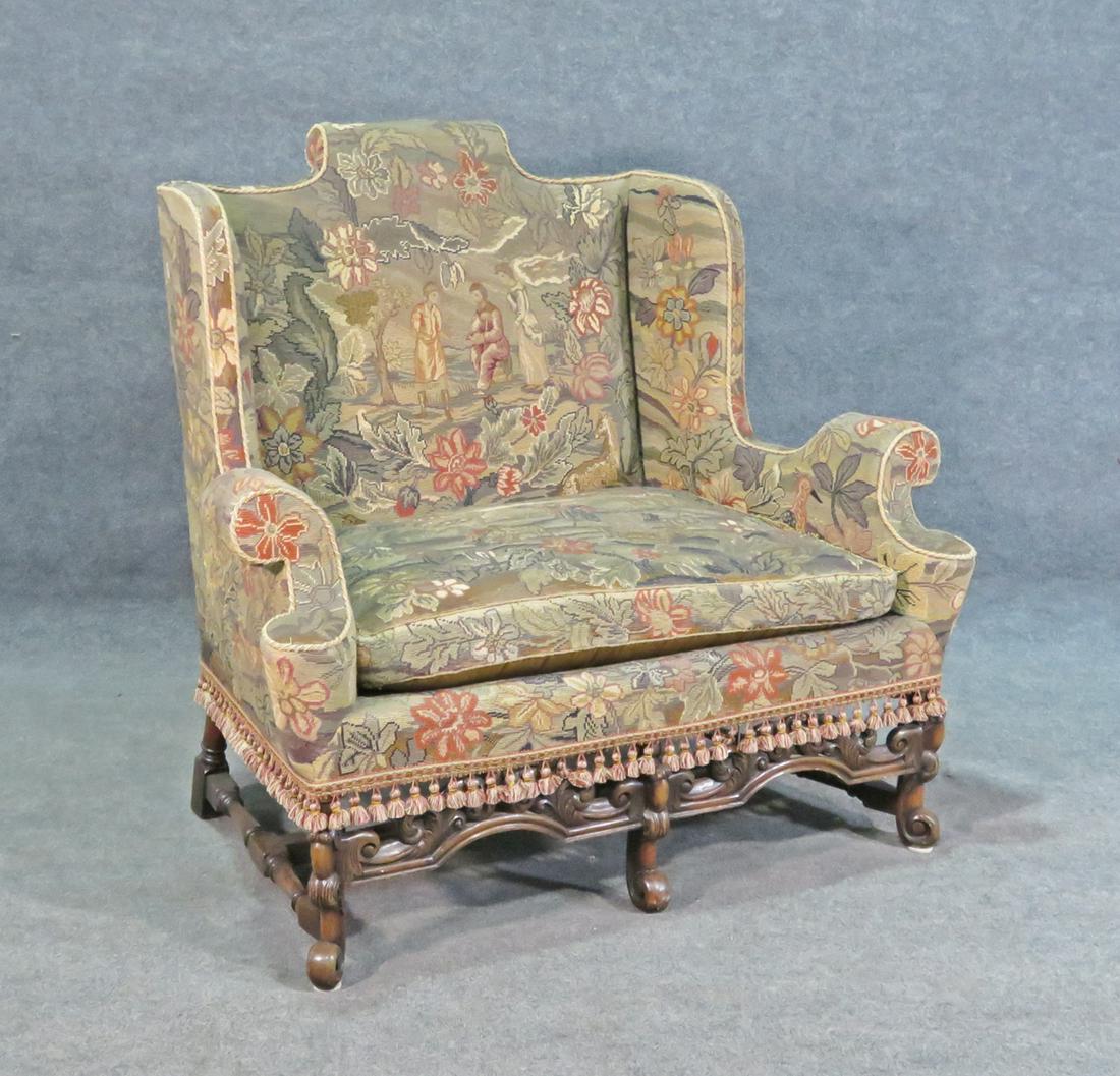 ELIZABETHIAN STYLE NEEDLEPOINT SETTEE (1 of 8)