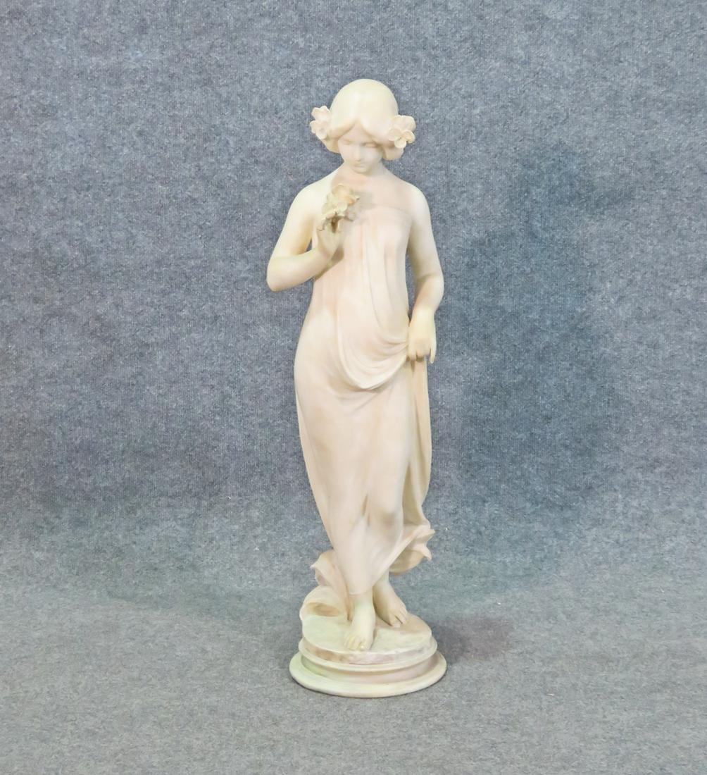 SIGNED ALABASTER STATUE OF WOMAN (1 of 11)