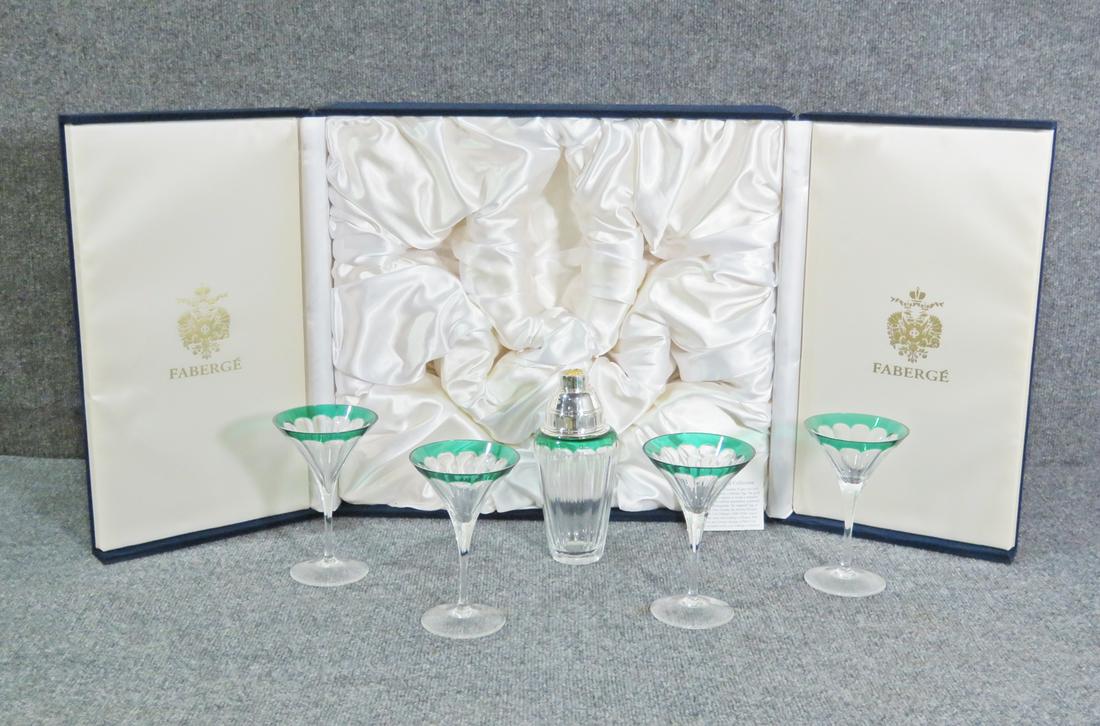 SIGNED BOXED FABERGE IMPERIAL COLLECTION DECANTER & 4 (1 of 8)