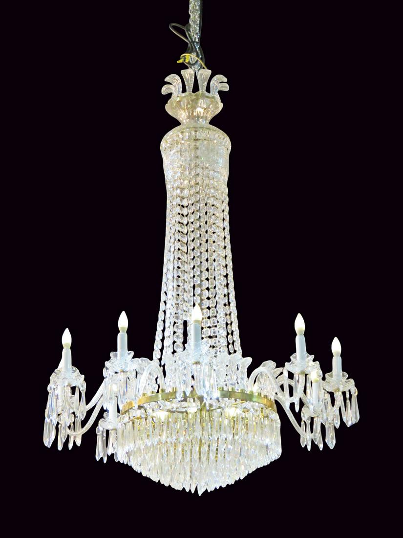 WATERFORD CRYSTAL & BRASS CHANDELIER (1 of 8)