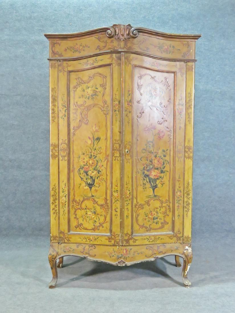 ANTIQUE PAINT DECORATED 2 DOOR WARDROBE (1 of 7)