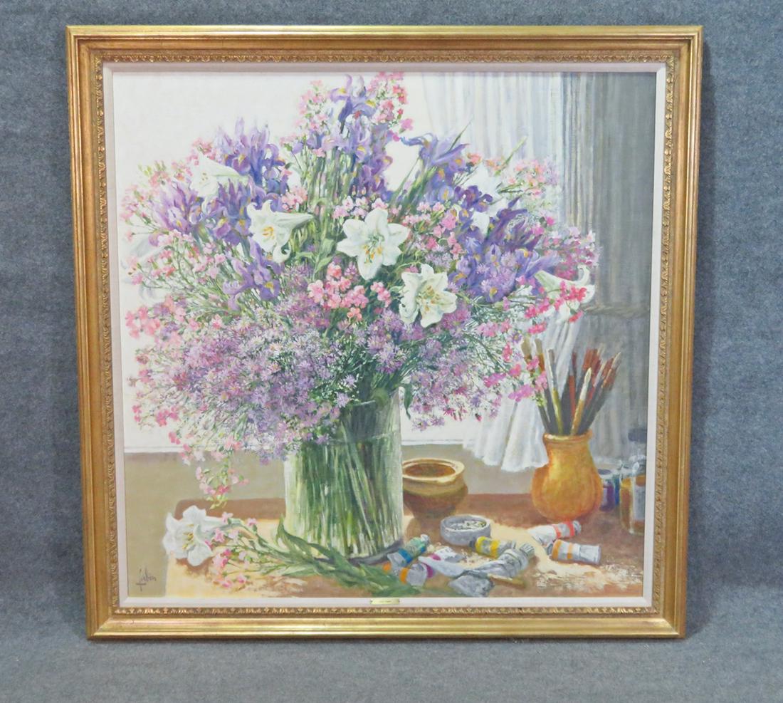 LOUIS FABIEN STILL LIFE PAINTING ON CANVAS (1 of 8)