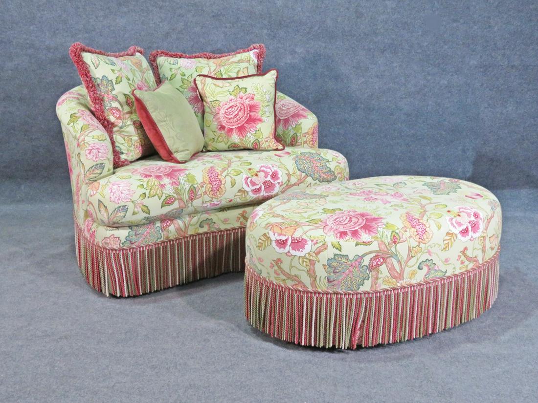 DESIGNER OVERSIZED CHAIR AND OTTOMAN (1 of 8)