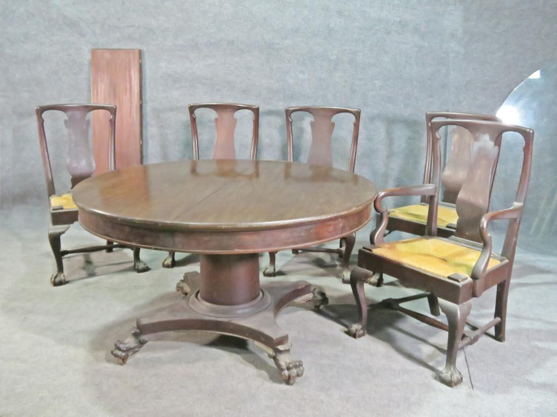 ANTIQUE MAHOGANY TABLE W/ 5 CHAIRS (1 of 15)