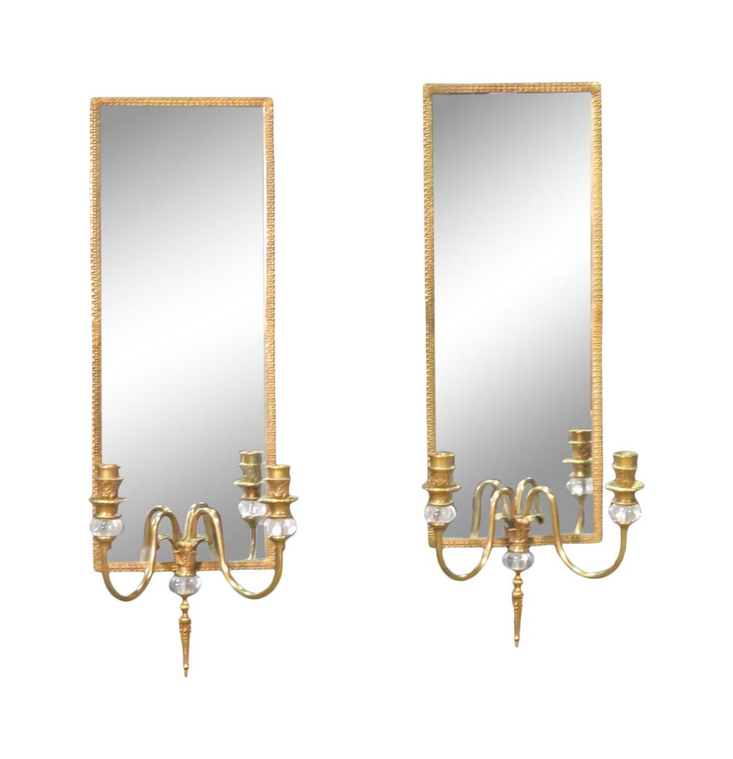 PAIR BRASS SCONCE MIRRORS (1 of 10)