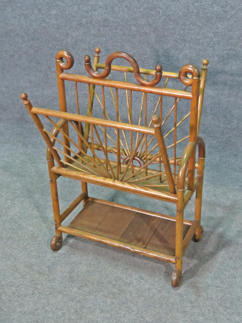 VICTORIAN STYLE OAK  MAGAZINE RACK (1 of 7)