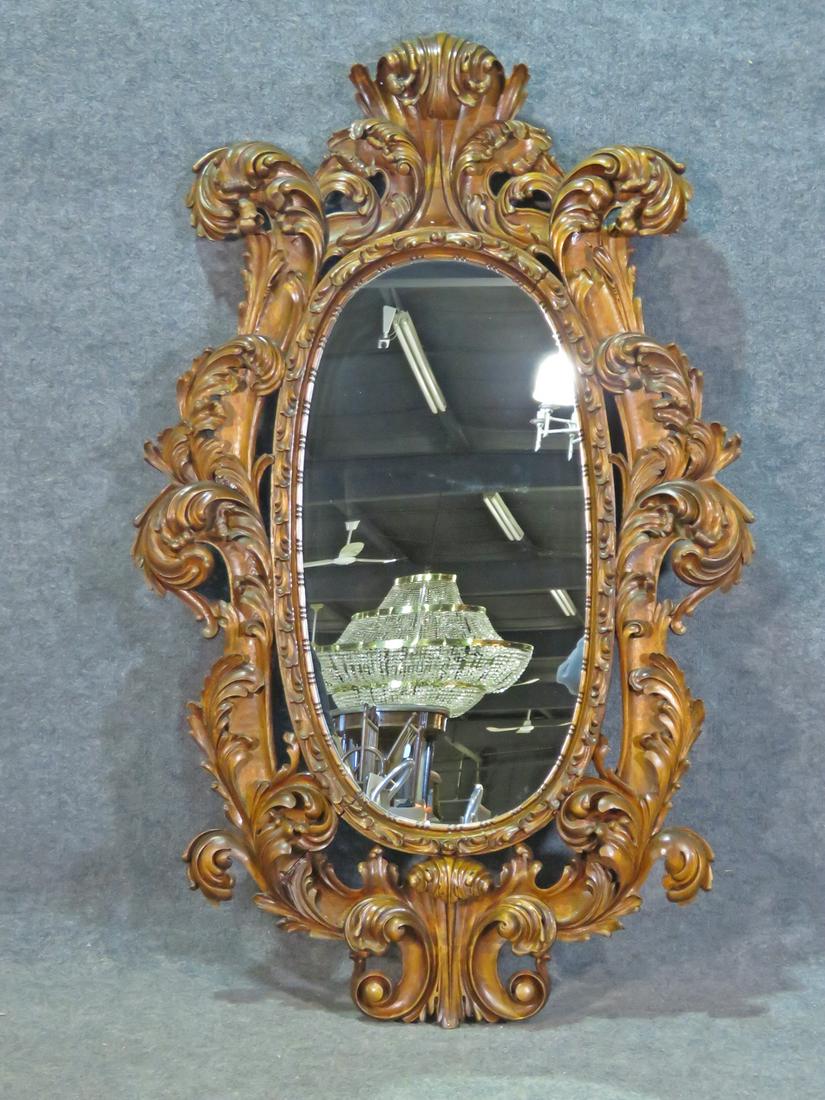 CARVED WALNUT FRENCH MIRROR (1 of 10)
