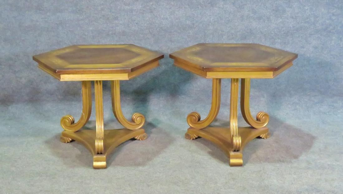 PAIR REGENCY STYLE INLAID END TABLES (1 of 9)