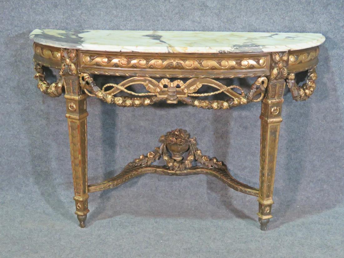 MARBLE TOP DEMILUNE CONSOLE (1 of 11)