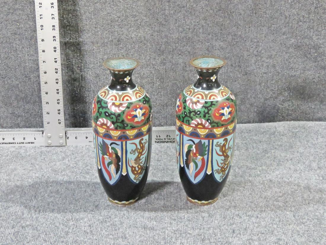 PAIR CLOISONNE VASES (1 of 7)