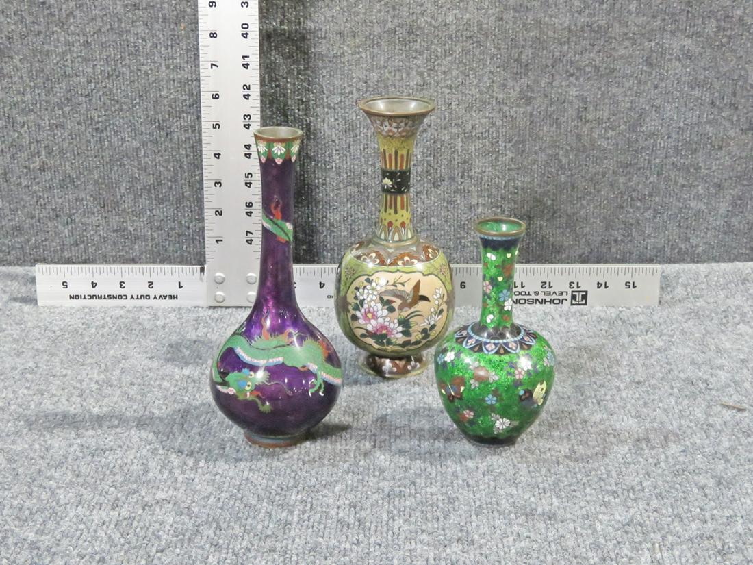 3 CLOISONNE VASES (1 of 7)