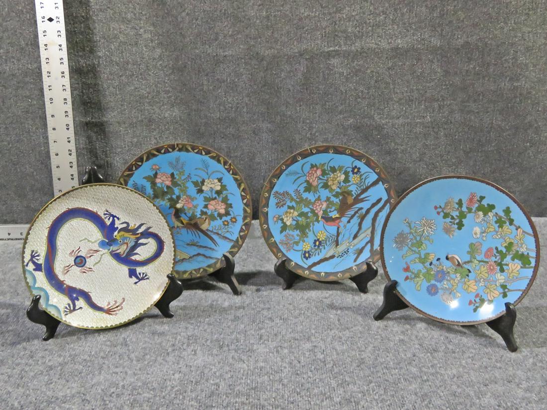 4 CLOISONNE PLATES (1 of 8)