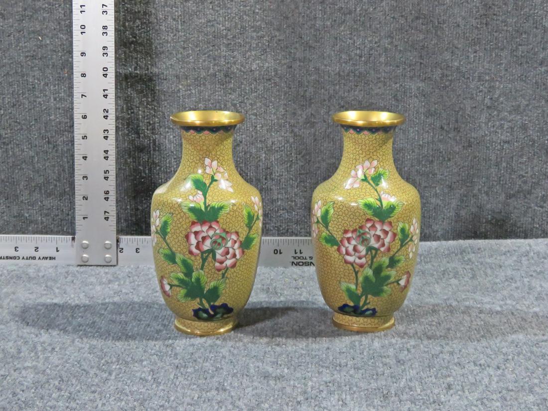 PAIR CLOISONNE VASES (1 of 4)