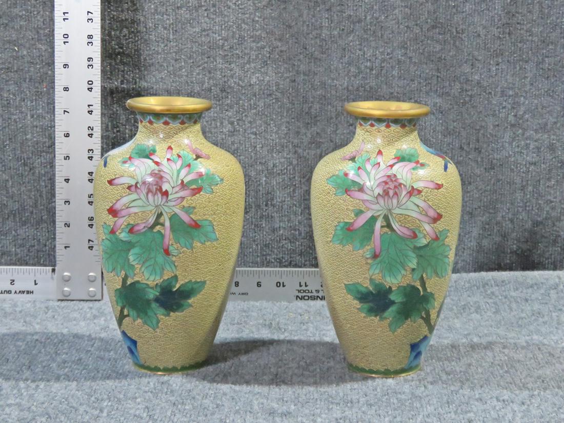 PAIR CLOISONNE VASES (1 of 4)