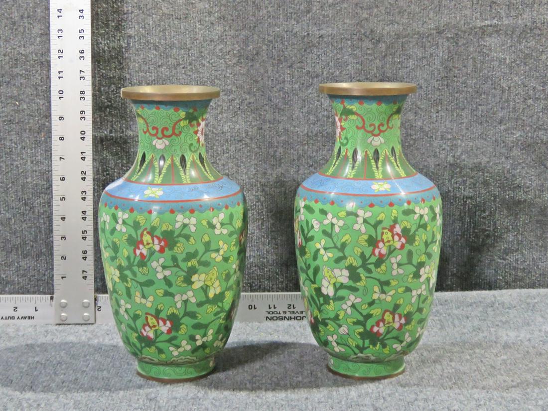 PAIR CLOISONNE VASES (1 of 4)