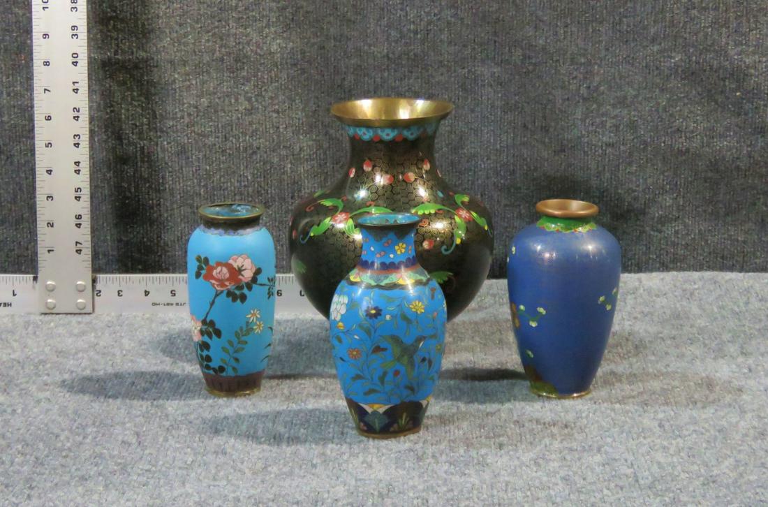4 CLOISONNE VASES (1 of 7)