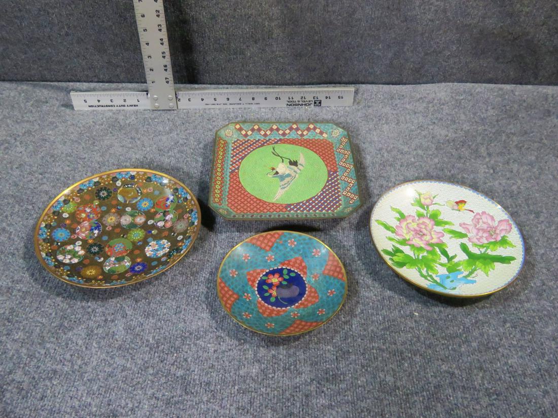 4 CLOISONNE PLATES (1 of 9)